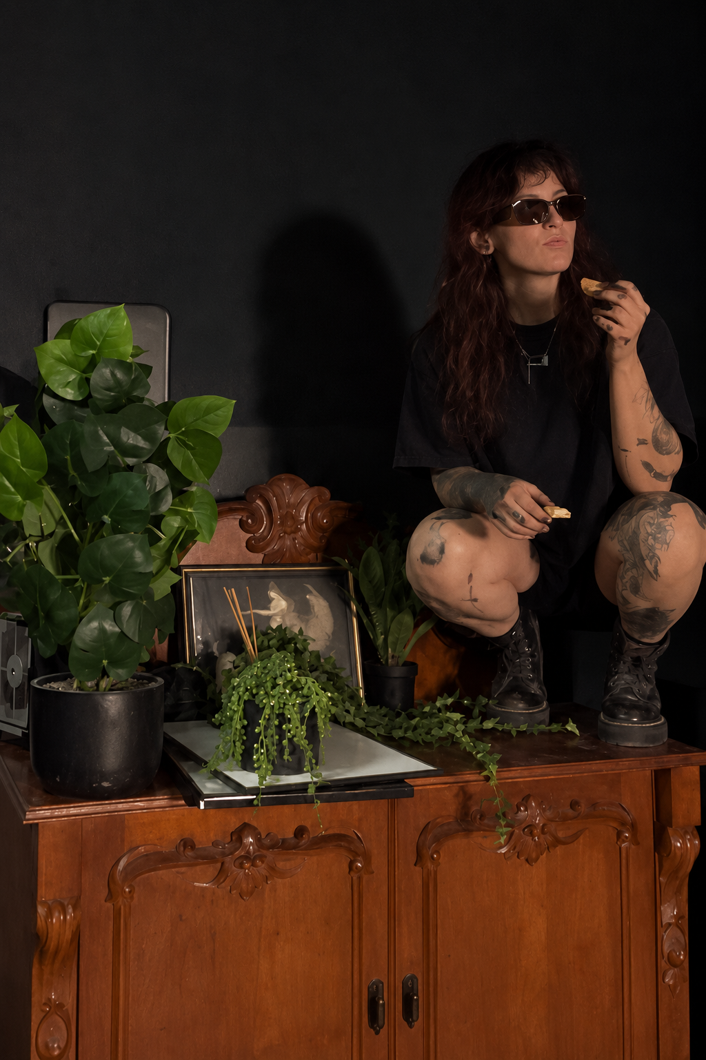 Nikki in her private tattoo studio